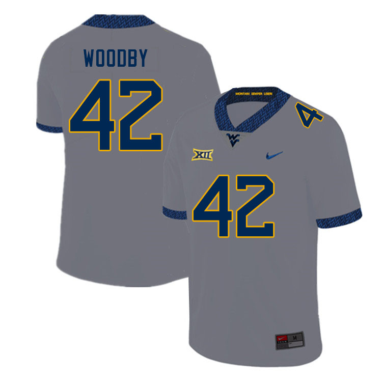 Men #42 Tyrin Woodby West Virginia Mountaineers College Football Jerseys Sale-Gray - Click Image to Close
